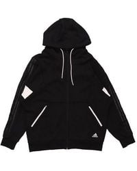 adidas - St Kn Block Jkt Sports Training Knit Hooded Logo Jacket - Lyst