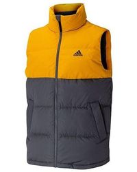 adidas - Down Vest Outdoor Protection Against Cold Stay Warm Stand Collar Sports Yellow Black Colorblock - Lyst