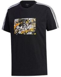 adidas - Neo Casual Breathable Sports Stripe Printing Short Sleeve T-Shirt - Lyst