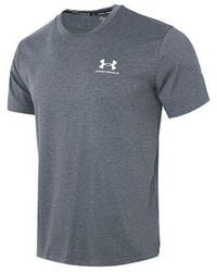 Under Armour - Logo Embroidered Heavyweight Short Sleeve T-Shirt 'Pitch Medium Heather' - Lyst
