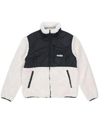 PUMA - Sherpa Contrasting Colors Sports Lamb's Wool Stand Collar Logo Jacket - Lyst