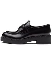 Prada - (Wmns) Chocolate 50Mm Brushed Leather Loafer - Lyst