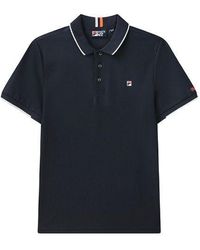 Fila - Logo Ebroidered Casual Short Sleeve Polo Shirt Blue - Lyst