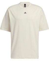 adidas - Solid Color Logo Loose Sports Short Sleeve Creamy T-Shirt - Lyst