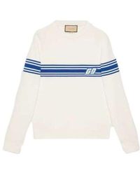 Gucci - Knit Wool Sweater With Square Gg 'Ivory' - Lyst