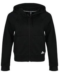 adidas - W Mh Sports Stylish Hooded Cardigan Black - Lyst