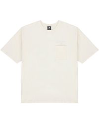 New Balance - Logo Embroidered Pocket Knit Round Neck Short Sleeve Couple Style White - Lyst