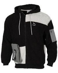 PUMA - Retro Block Sherpa Full-zip Jacket Black - Lyst