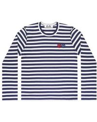 COMME DES GARÇONS PLAY - (Wmns) Striped Double Hearts Logo Long Sleeves Tee - Lyst