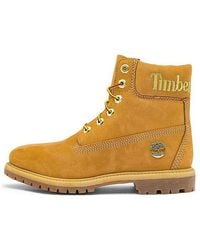 Timberland - (Wmns) 6 Inch Premium Waterproof Boots 'Wheat Nubuck With Logo' - Lyst