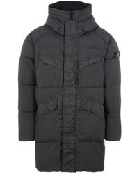 Stone Island - Crinkle Reps Long Down Coat - Lyst