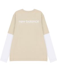 New Balance - Contrasting Colors Sports Round Neck Pullover Apricot Color T-Shirt - Lyst