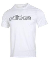 adidas - Neo Athleisure Casual Sports Breathable Logo Solid Color Round Neck Short Sleeve White T-shirt - Lyst