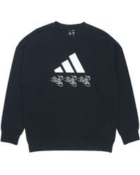 adidas - Logo Applique Hooded Round-Neck Loose Sweater - Lyst