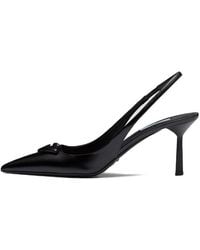 Prada - (Wmns) Patched Logo Brushed Leather Slingback Heels - Lyst