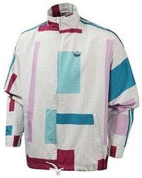 adidas - Originals Sports Plaid Casual Windproof Stand Collar Jacket - Lyst