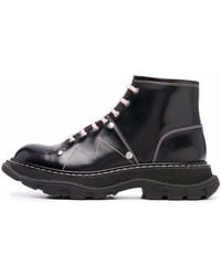 McQueen - (Wmns) Contrast Stitch Tread Lace Up Boots - Lyst