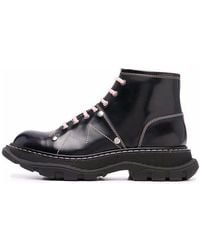McQueen - (Wmns) Contrast Stitch Tread Lace Up Boots - Lyst
