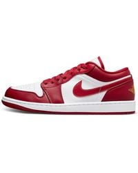 Nike - Jordan Mens Air 1 Low 553558 - Size, Cardinal Red/light Curry-white, 9 Uk - Lyst