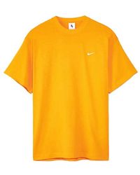 Nike - Solo Swoosh Small Label Logo Solid Color Sports Round Neck Short Sleeve Gold Orange T-shirt - Lyst