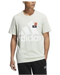 adidas - Logo Printing Round Neck Short Sleeve T-Shirt - Lyst