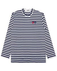 COMME DES GARÇONS PLAY - Striped Double Logo Long Sleeves Tee - Lyst