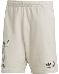 adidas - Originals Cartoon Graffiti Logo Printing Straight Casual Shorts Creamy - Lyst
