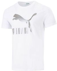 PUMA - Athleisure Casual Sports Logo Printing Short Sleeve - Lyst