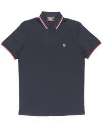 Fila - Logo Solid Color Sports Short Sleeve Knitted Polo Shirt For - Lyst