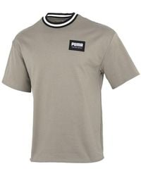 PUMA - Solid Round Neck T-Shirt 'Olivegreen' - Lyst