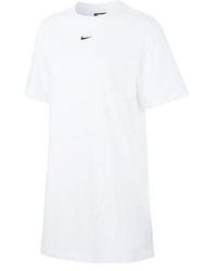 Nike - Sportswear Essential Logo Embroidery Knitted Short Sleeve Dress - Lyst