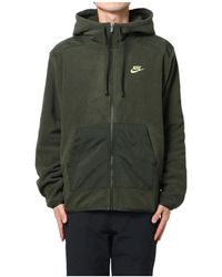Nike - Sportswear Style Essentials+ Logo Embroidered Suede Hooded Solid Color Jacket Green - Lyst