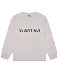 Fear Of God - Fw20 Long Sleeve Logo Tee 'Heather Oatmeal' - Lyst