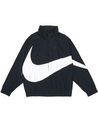 Nike - Big Swoosh Sportswear Cardigan Woven Stand Collar Logo Jacket - Lyst