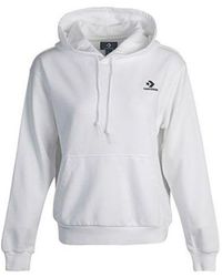 Converse - (Wmns) Small Logo Long-Sleeve Hooded Sweater - Lyst