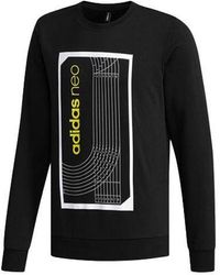 adidas - Neo M Fav Swt 1 Sports Running Printing Stripe Round Neck Pullover - Lyst