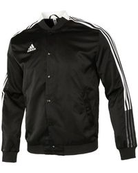 adidas - Classic Stripes Logo Windproof Baseball Jacket - Lyst