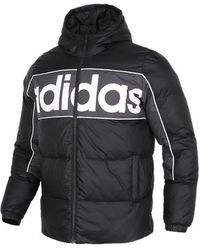 adidas - Neo M Brnd Dwn Puff Stay Warm Colorblock Logo Printing Sports Hooded Down Jacket - Lyst