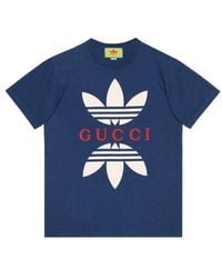 Gucci - X Adidas Cotton Jersey T-Shirt 'Cobalt' - Lyst