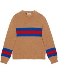 Gucci - Wool Mohair Sweater With Web Intarsia - Lyst