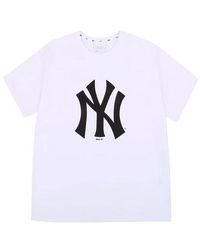 MLB - Ny/la New York Yankees Basic Big Logo Printing Sports Round Neck Short Sleeve - Lyst