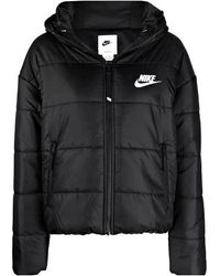 Nike Classic Longline Padded Jacket With Hood in Black