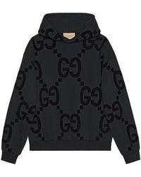 Gucci - gg Flocked Print Cotton Fleece Sweatshirt - Lyst