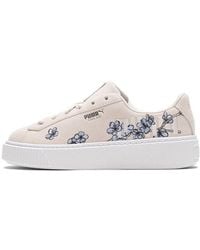 PUMA - Platform Floral Flowers Casual Low Tops Skateboarding Shoes Beige - Lyst