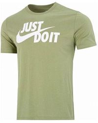 Nike - Large Alphabet Logo Printing Breathable Round Neck Casual Sports Short Sleeve Green T-shirt - Lyst