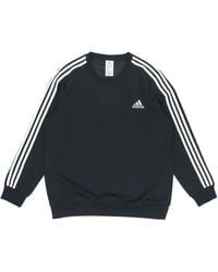 adidas - 3S Fl Swt Stripe Sports Round Neck Pullover - Lyst