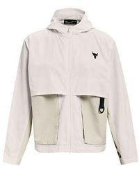 Under Armour - Project Rock Woven Hooded Jacket White - Lyst