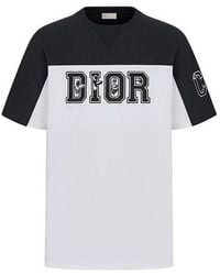 Dior - Logo Colorblock Round Neck Short Sleeve T-Shirt - Lyst