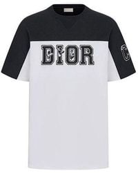 Dior - Logo Colorblock Round Neck Short Sleeve T-shirt - Lyst