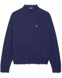 Balenciaga - Double B Highneck Wool Knit Sweater - Lyst